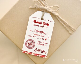 Christmas Santa Gift Tag From Santa Claus Gift Tag Christmas Tag Mailed From Santa Gift Tag Template North pole Gift Tag Delivered by Santa