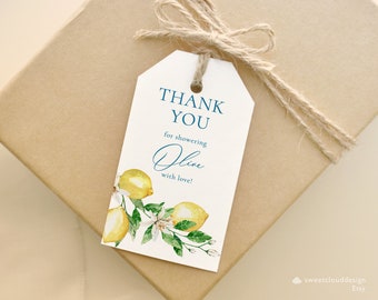 LEMON Favor Tag Lemon Bridal shower Bag Tag template Lemon  baby shower gift tag yellow lemon thank you tag Printable Guest  tag