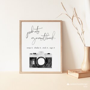 Photo GuestBook Sign watercolor camera Wedding Photo Guestbook Printable Personalized Wedding Guestbook Sign editable downloadable 8x10 5x7