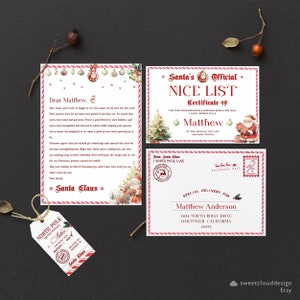 Kerstbriefcertificaat Kerstbrief van de Kerstman Brief van de Kerstman Mooie lijstcertificaat Officiële brief verzonden door het Kerstmancertificaat