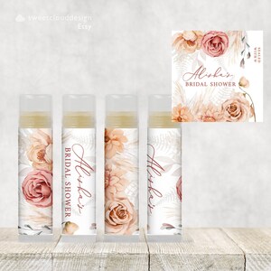 Lip balm Custom Wrap Around Label Dusty Orange EDITABLE lip balm TEMPLATE  rust terracotta lip balm blush pink lip balm label paula