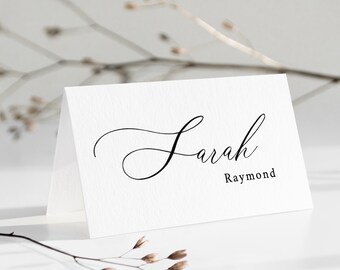 Black Watercolor Editable Name Cards Minimal BD119 Printable Modern Wedding Gold /& Black Wedding Place Cards Template Instant Download