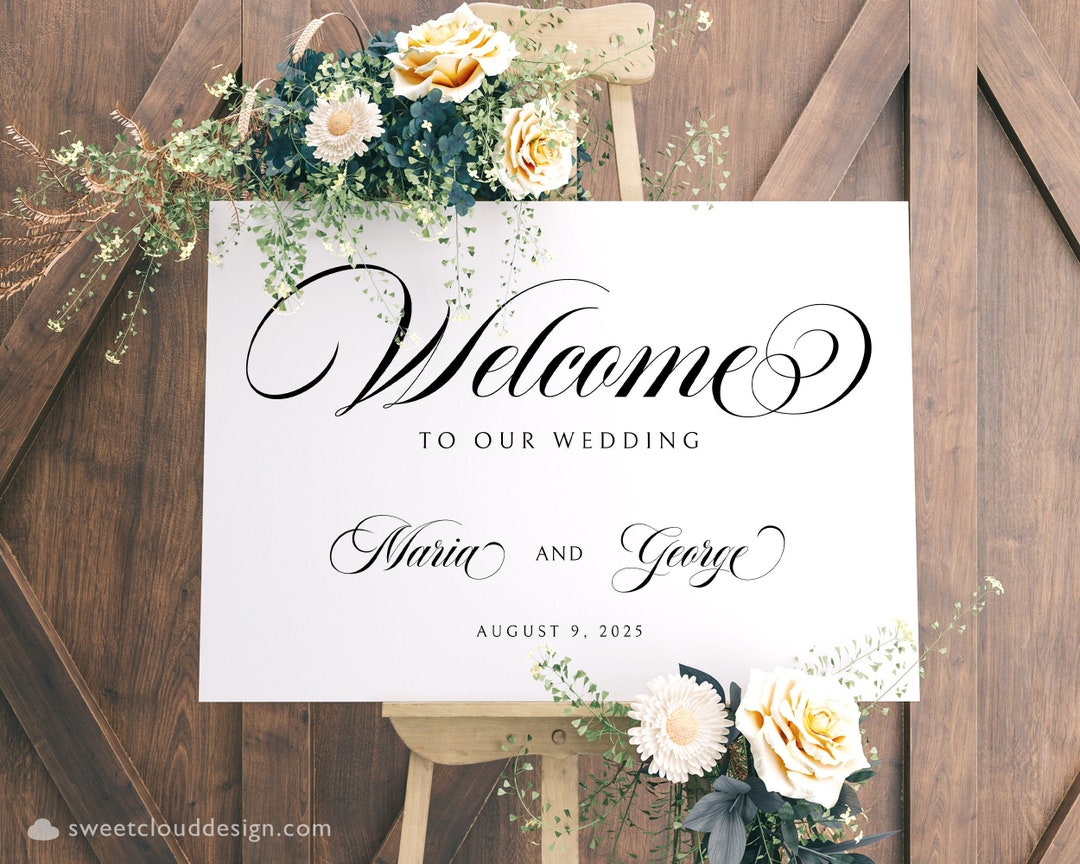 Modern Wedding Welcome Sign Editable Minimal Wedding Welcome Sign ...
