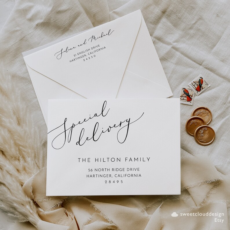 Special Delivery Envelope Address Template Elegant Simple Etsy