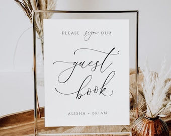 Printable Guest Book Sign Template,Modern Guestbook Sign,Minimal Guestbook Sign,Please Sign Our Guestbook, Editable Wedding Sign