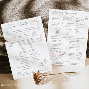 Infografía Programa de bodas Datos curiosos tarjeta de boda Programa de bodas único Icono de boda divertido Programa Plantilla de línea de tiempo de bodas Boda divertida