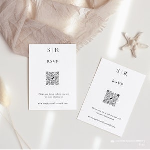 Rsvp card insert card template minimalist RSVP Monogram respond QR code card Simple enclosure card RSVP editable card printable rsvp insert image 4