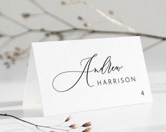 MINIMAL Wedding Place Cards Template Editable Place Card Black and White Place Card Editable Wedding Cards Editable Wedding table name Card