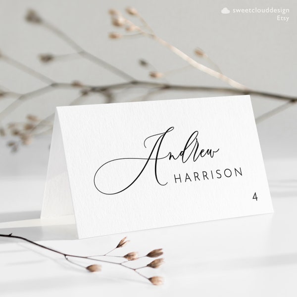 MINIMAL Wedding Place Cards Template Editable Place Card Black and White Place Card Editable Wedding Cards Editable Wedding table name Card