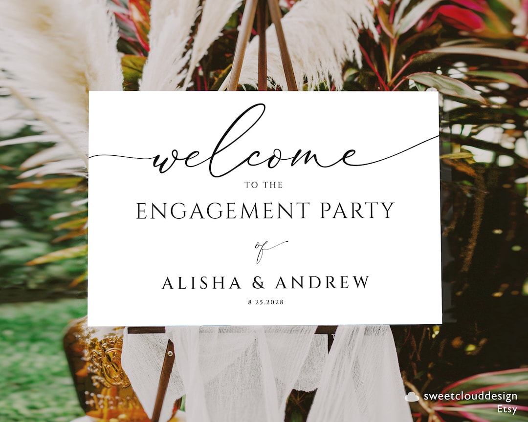 Welcome Partners. Sign ENGAGEMENT PARTY Welcome Sign Simple We Are Engaged Welcome Sign ...