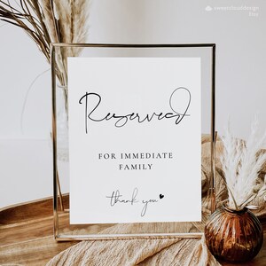 Reserved Seating Sign Simple Wedding Reserved Sign Template Minimalist ...