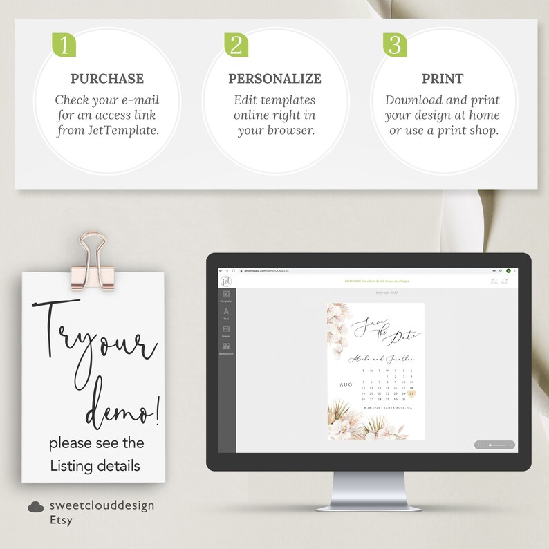 BOHO Save The Date,Calendar Save The Date,Tropical Save the date Orchid save the date calendar,Pam pampas grass Calendar save the date