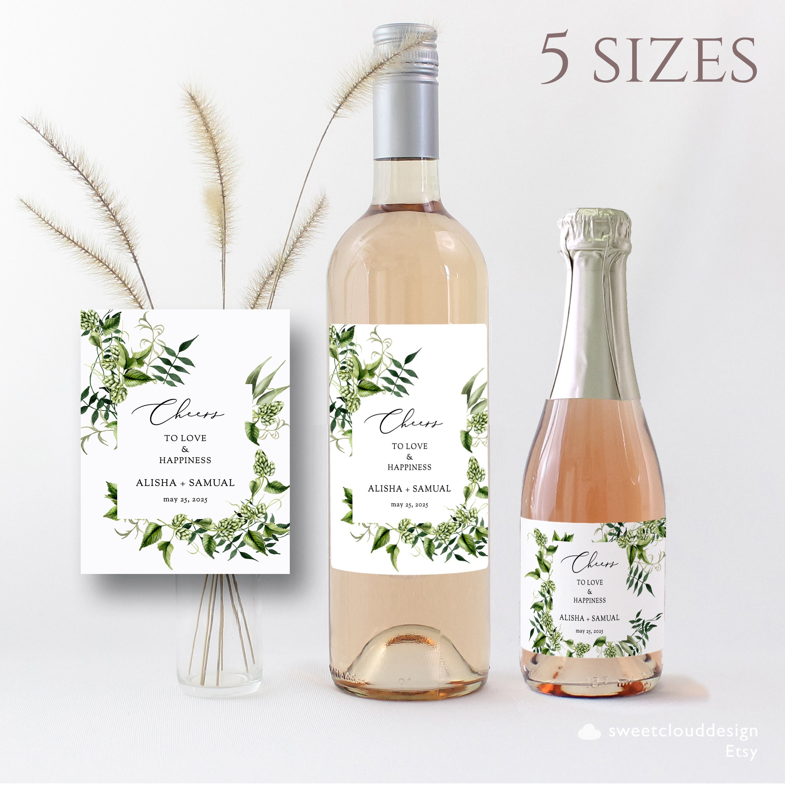 Christmas Greenery Kraft Paper Wine Label