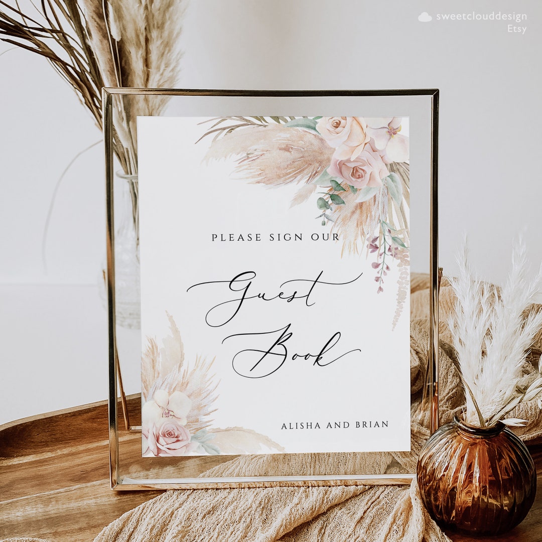 Boho Guest Book Table Sign Template ,sign Our Guest Book Table Sign ...