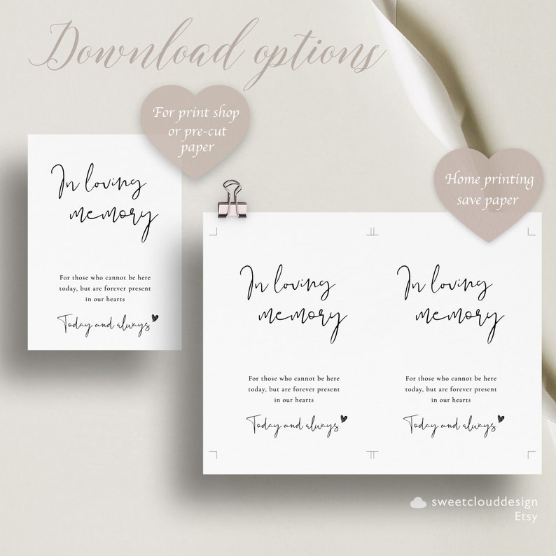 Fillable In Loving Memory Label Simple in Loving Memory Sign, Printable in Loving Memory Sign for ...