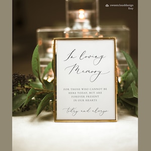 Simple In Loving Memory Sign, Printable In Loving Memory Sign for Wedding, Memorial Sign, In Memory Sign Modern Minimalist EDITABLE 5x7 8x10