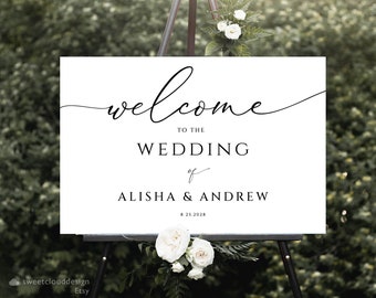 Elegant Minimal Welcome to Wedding Sign Template ,Minimalist welcome sign,Editable welcome Sign, Simple Bridal Welcome sign, Danielle