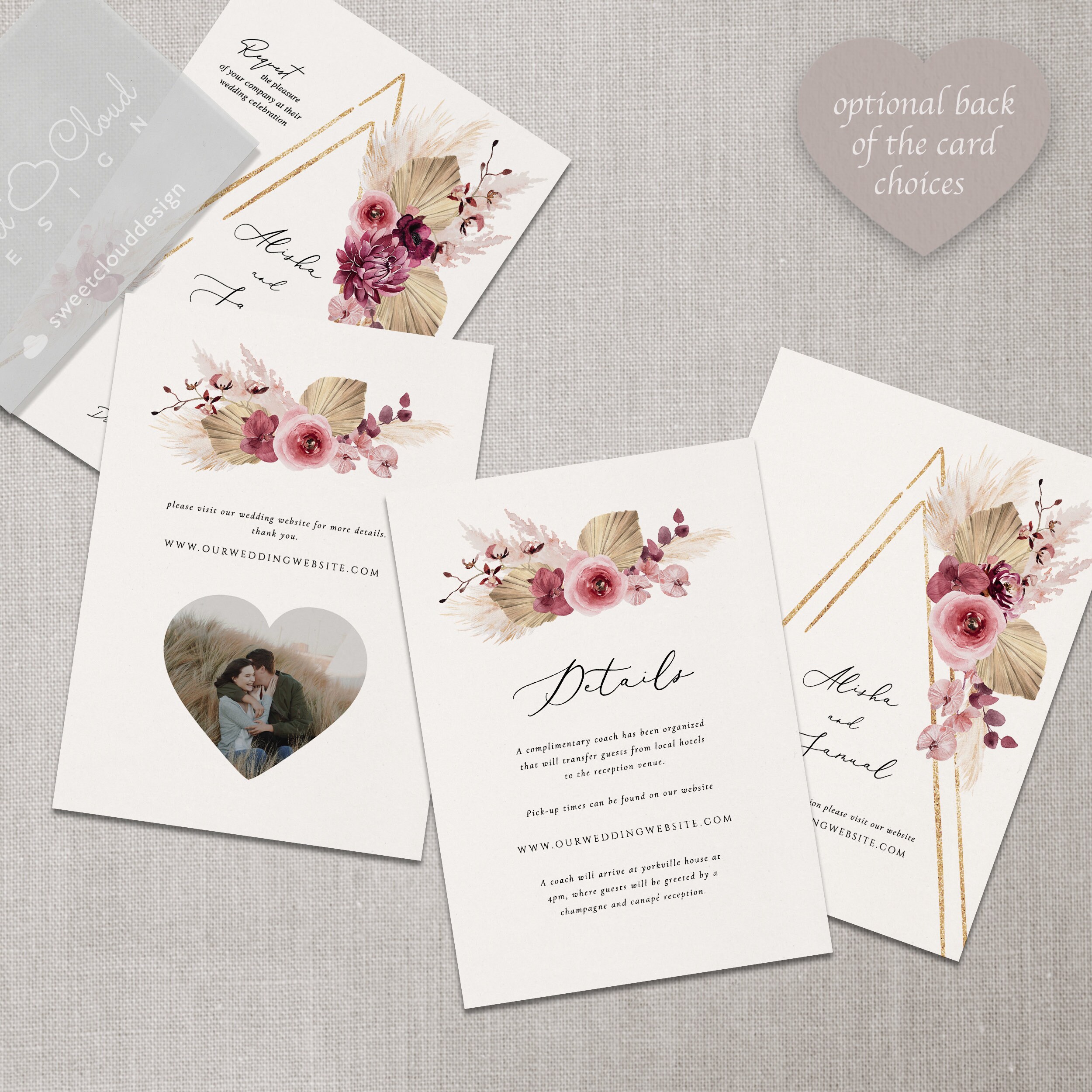 Invitación de boda bohemia de color burdeos Invitación de boda con arco  dorado Plantilla de invitación con hierba de la pampa Invitación floral de  color magenta Tarjeta de otoño Pacey - Etsy, image size:2500x2500