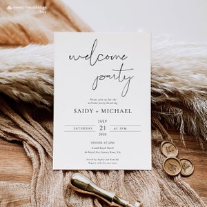 Simple welcome Dinner party invitation Template,Minimal Rehearsal Dinner Template, modern Editable dinner party invitation printable card image 1