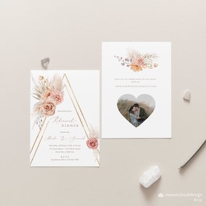 Rust orange Rehearsal dinner Invitation Teepee boho rehearsal Invitation Rust terracotta rehearsal invitation Pampas boho template Paula