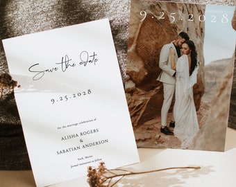 MODERN Save The Date Minimal Save The Date template SIMPLE  Save the date Minimalist Editable card Black and White save our date Collette