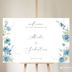 Teal Blue Welcome Wedding Sign Template Dusty blue wedding sign Welcome Sign Printable Wedding Sign welcome blue sign download Berry