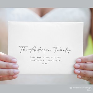 Minimalistische druckbare Umschlagadresse und Rückgabevorlage Moderner Hochzeitsumschlag Adressumschlag Adressetikett Bearbeitbares Adressetikett Cocoa