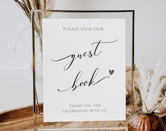 Printable Guest Book Sign Template,Modern Guestbook Sign,Minimal Guestbook Sign,Please Sign Our Guestbook, Editable Wedding Sign