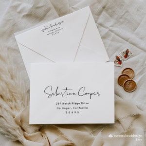Boho Elegant Envelope Address Template Modern Wedding Envelope Address Editable Address Printable Simple Script Bohemian direct editing