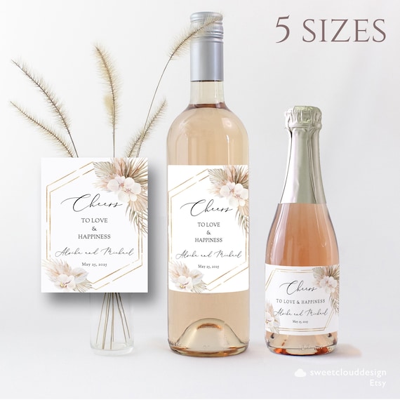 Boho Gift Wine Labels Pampas grass Wine Label Orchid Wine Label template palm leaf wine label Printable wine label Avery Champagne label