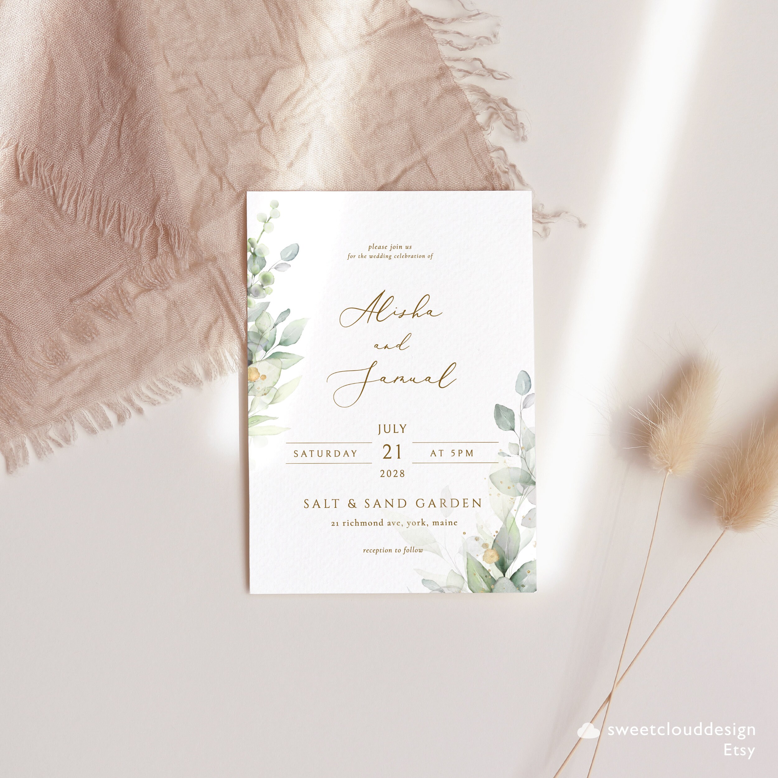 Paperlane by Essi Lot de 10 cartes d'invitation pour confirmation - Eucalyptus Greenery - Avec enveloppes - Invitations florales bohèmes à remplir pour garçons et filles (invitation à confirmation