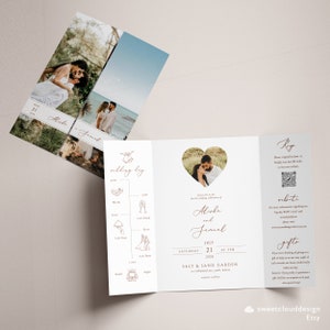 Invitación de boda sencilla con diseño de puerta plegable, invitación con diseño de puerta plegable, plantilla minimalista con diseño de puerta plegable, invitación imprimible, tarjeta de boda editable madeline