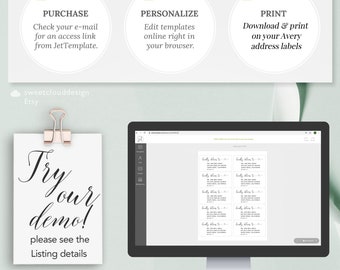 Avery Envelope Address Label Heart Template Return label Printable Minimalist Avery Address Label 4x2 Address label Modern envelope address