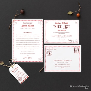 Kerst Kerstman Brief Mooie Lijst Certificaat Brief van de Kerstman Kerst Label Mooie Lijst Certificaat Officiële brief verzonden door de Kerstman