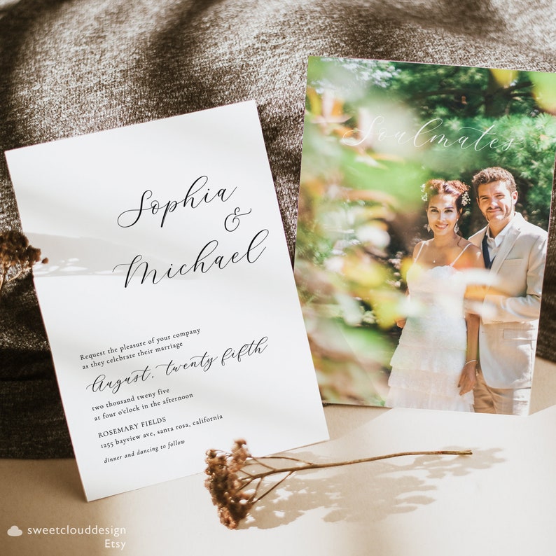 Minimal Boho Wedding Invitationtemplate Elegant Minimal Invitation Card Printable Calligraphy Wedding Invitation Monotone Simple Invitation Templates Paper Party Supplies Kromasol Com