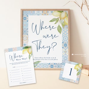 Where were they game Blue tile Lemon Bridal game where were bride & Groom bridal couples shower game Couples Photo Game  bridal photo game