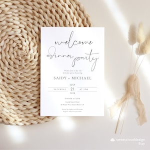 Simple welcome Dinner party invitation Template,Minimal Rehearsal Dinner Template, modern Editable dinner party invitation printable card image 8