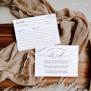 Lavendel Brautparty Rezeptwunsch Insert Simple Floral Bring A Recipe Template Line Blume Bridal Shower Rezeptkarte für die Braut Sayde