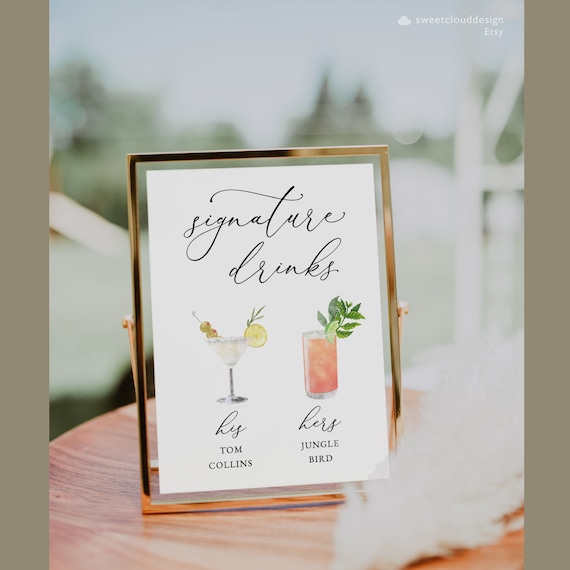 Printable Signature Cocktails Sign Signature Drinks Sign Printable Bar