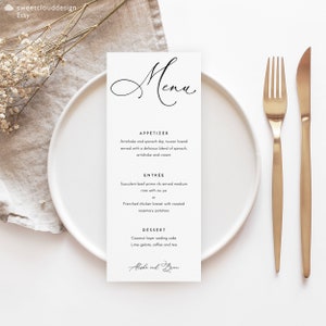 Minimale bruiloftsmenusjabloon Modern bruiloftsmenu Minimalistisch afdrukbaar bruiloftsmenu Moderne menusjabloon Bewerkbaar dinermenu danielle