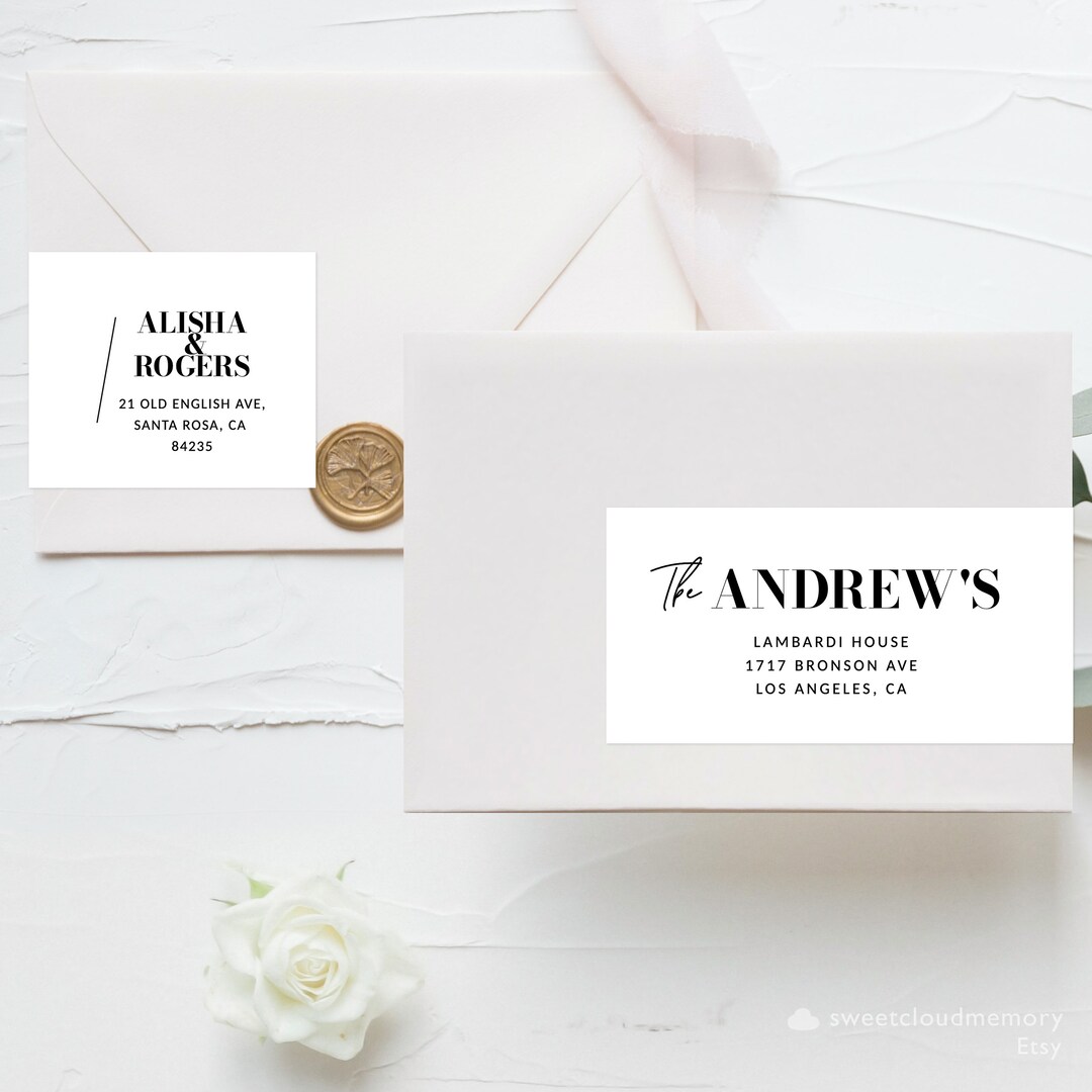 Sticker Label Address Template Recipient and Return Address Etsy
