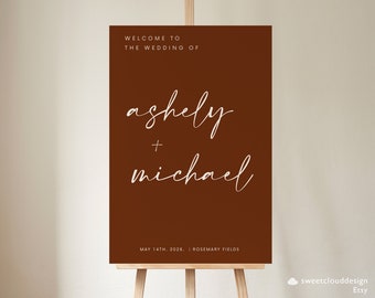 BOHO Minimal Welcome to Wedding Sign Template Minimalist welcome sign Editable welcome Sign Reception Sign Simple Bridal Welcome sign Cocoa
