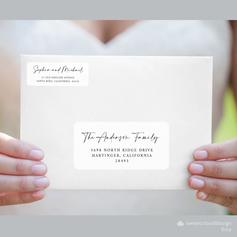 UK/AU Size Recipient and Return Address Label Avery Envelope Etsy