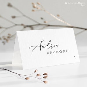 MINIMAL Wedding Place Cards Template Editable Place Card Black and White Place Card Editable Wedding Cards Editable Wedding table name Card