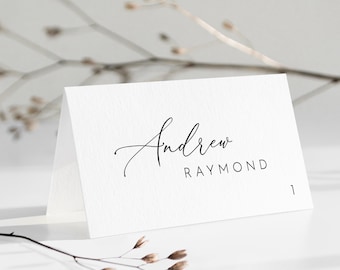 MINIMAL Wedding Place Cards Template Editable Place Card Black and White Place Card Editable Wedding Cards Editable Wedding table name Card