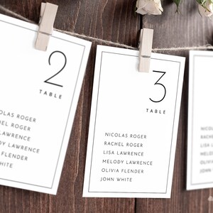 Minimal Table Seating Chart Card Template, Simple Wedding Seating Chart ...