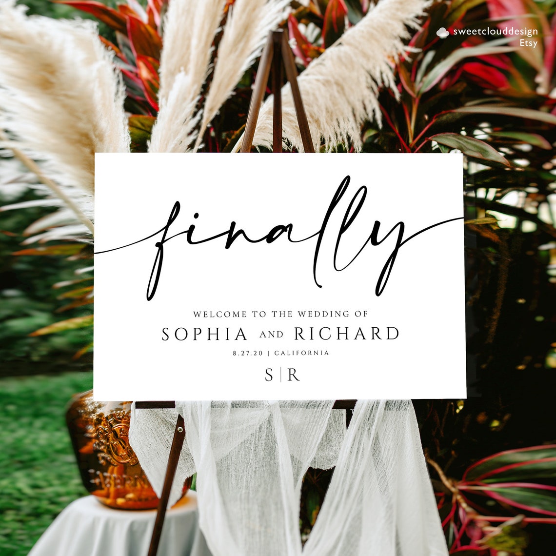 Finally Over Sign It's Finally Happening Wedding Sign Initial Wedding Welcome Sign Modern ...