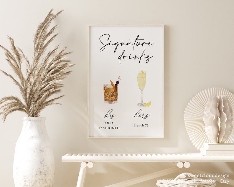 Signature Drink Sign Template Printable Signature Cocktail