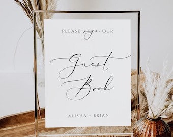 Printable Guest Book Sign Template Modern Guestbook Sign,Minimal Guestbook Sign Please Sign Our Guestbook Editable Wedding Sign