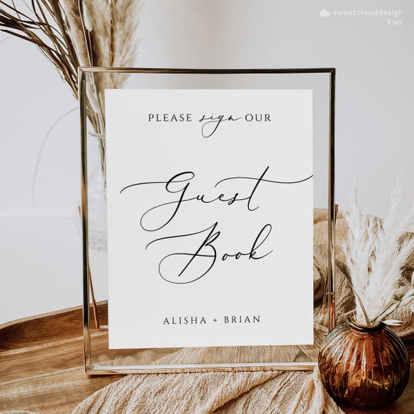 Printable Guest Book Sign Template Modern Guestbook Sign,Minimal Guestbook Sign Please Sign Our Guestbook Editable Wedding Sign